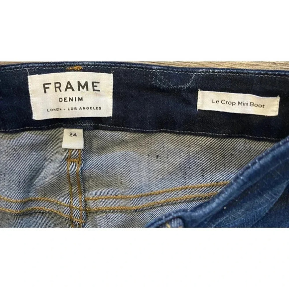 Frame Jeans Le Crop Mini Boot Dark Wash Size 24 - Picture 2 of 4